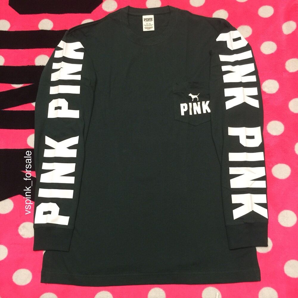 VS PINK M Long Sleeve Campus Tee New
